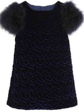 Charabia Feather Navy Dress Girls size 12